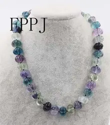 Флюорит тыквы 14*10 мм многоцветный ожерелье 18 дюймов Оптовая бусы природа fppj женщина 2017