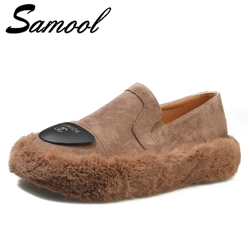 

Loafers Women Ballet Flats Warm Fur Winter Round Toe Female Ladies Casual Slip On zapatos de mujer Moccasin Driving Shoes Sex3