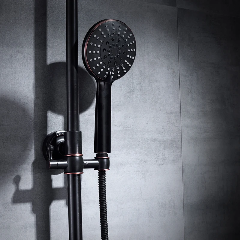 Retro Shower Faucets Black Oil Rubbed Bronze Bathtub Shower Set Water Faucet Rainfall Shower Head With Handheld Mixer Tap 88315 Retro Shower Faucets Black Oil Rubbed Bronze Bathtub Shower Set Water Faucet Rainfall Shower Head With Handheld Mixer Tap 88315