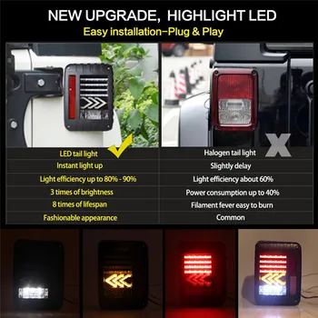 

DOT SAE US / EU For Wrangler Tail Light 2007-2017 For Jeep Wrangler JK Black LED Rear Signal Reverse Tail Lights Brake Lamps