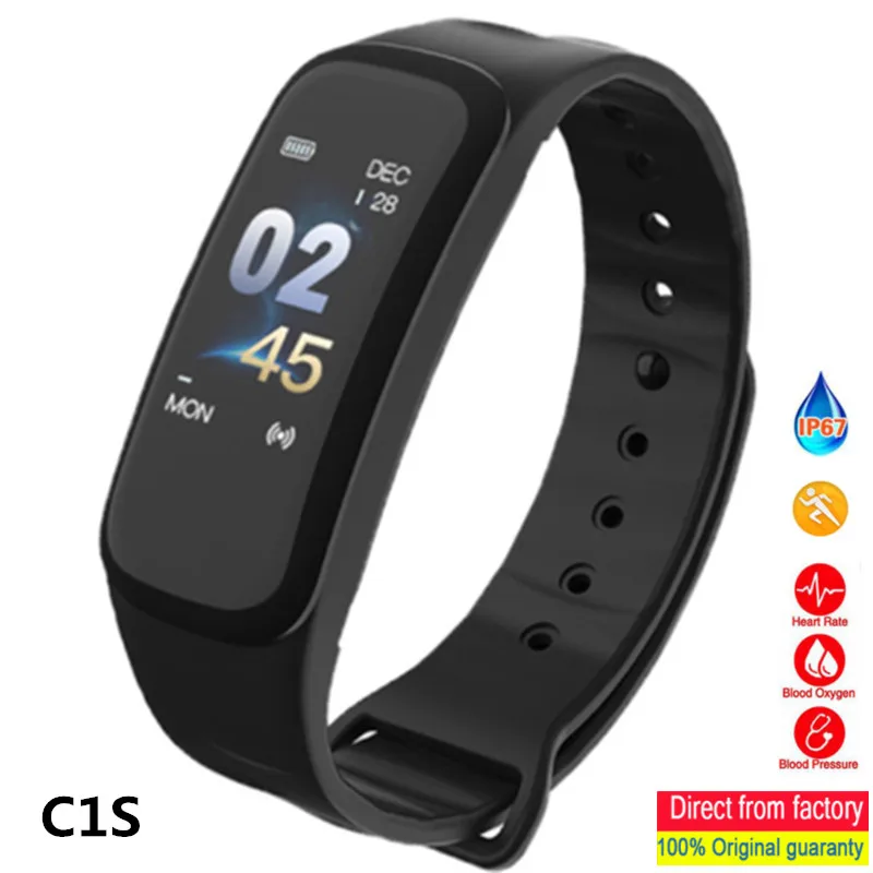 

C1 plus Smart Bracelet Heart Rate Blood Pressure Oxygen Monitoring Waterproof smart watches Pedometer Fitness Tracker Smartband