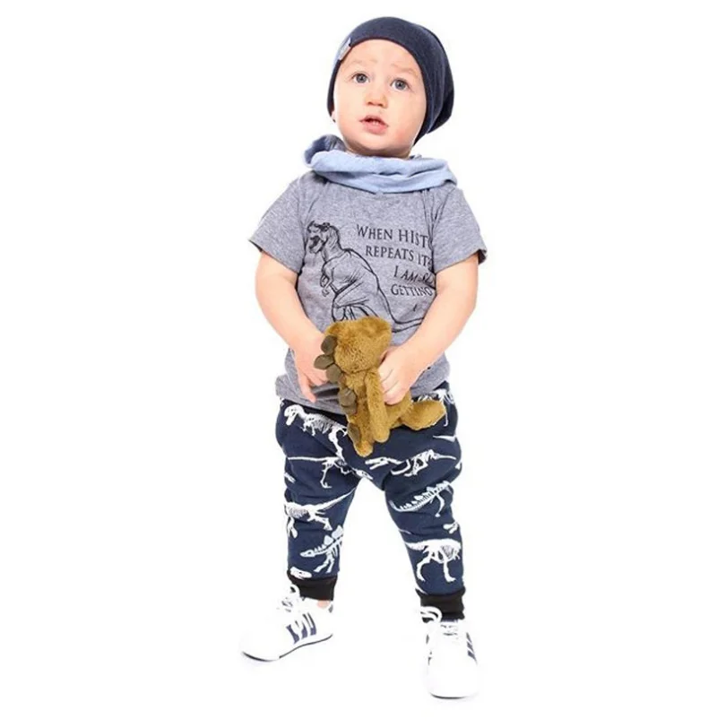 Boys Clothes Children Boy Clothing Set Summer Kids Toddler Outfits Dinosaur T-shirt+ Pants 1 2 3 4 5 6 7Years