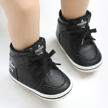 

2018 Brand New Newborn Baby Boy Girl Soft Sole Crib Shoes Warm Boots Anti-slip Sneaker PU Breathable Solid First Walkers 0-18M