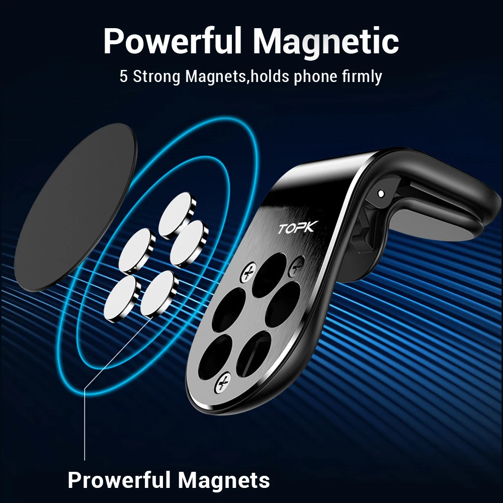  TOPK Magnetische Auto Telefon Halter Tragbare L Form Air Vent Halterung Magnet Handy Ständer Halter