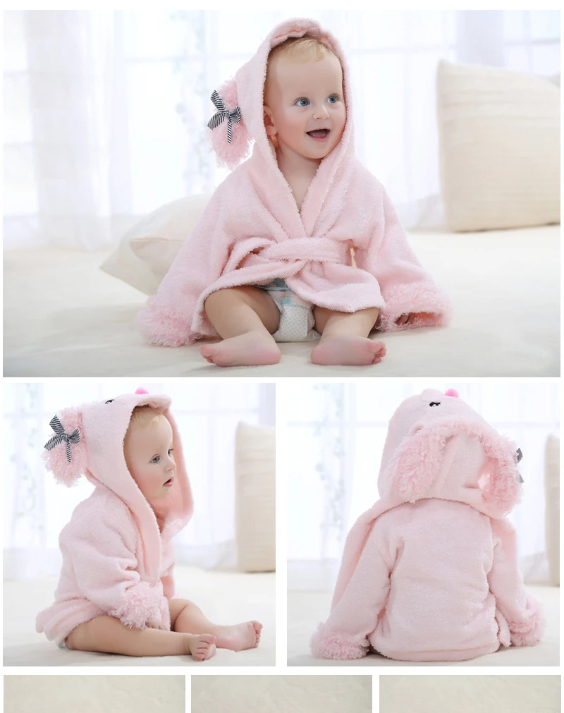 Детский банный халат с капюшоном, очень мягкий халат с милыми животными для детей от 0 до 18 месяцев, пижама, пижама для новорожденных, одежда для маленьких девочек