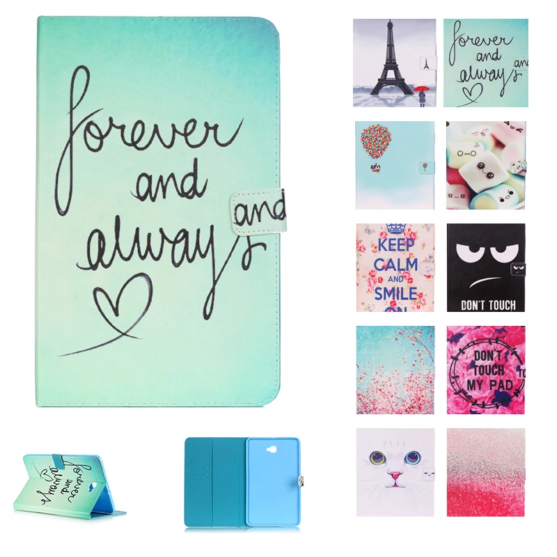 Soft Silicon Case for Samsung Galaxy Tab A 10.1 2016 T580 T585 Stand Cover PU Leather Fundas Painted | Компьютеры и офис