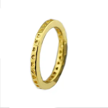 

2018 NEW Luxurious Shine 18ct Gold-plated 925 Sterling Silver Cut-out Signature Hearts Stackable Rings for Women Jewelry SHR001
