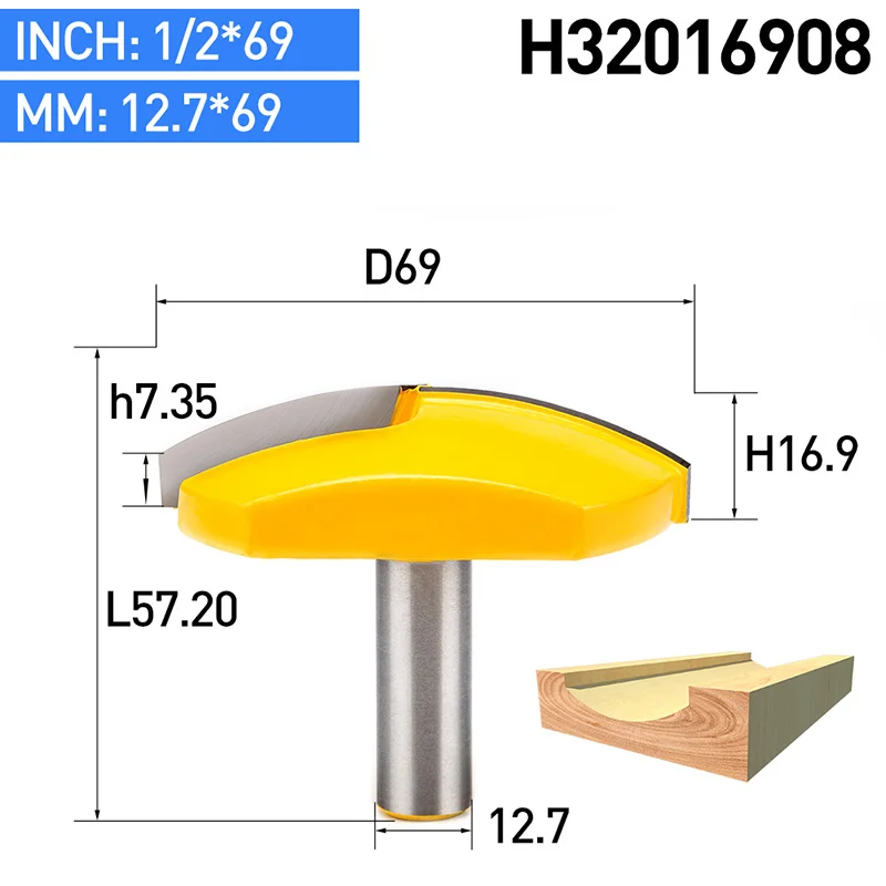 HUHAO 1 шт. 1/" 1/2" хвостовик ЧПУ тонкое круглое дно очистка бит деревообрабатывающий Фрезы Тип чаши фрезы - Длина режущей кромки: H32016908