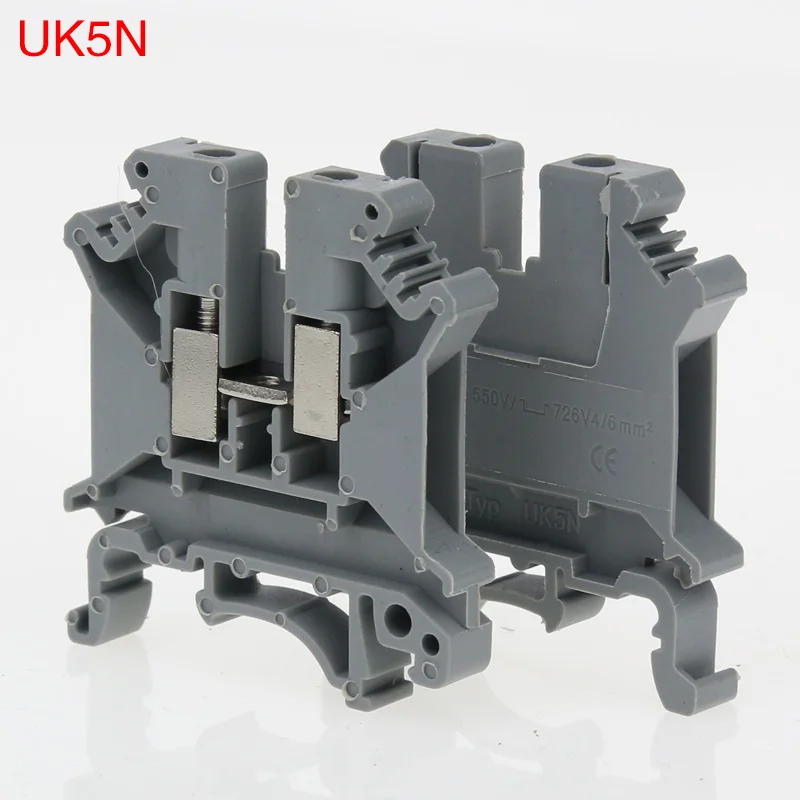 

UK5N pure copper piece guide rail terminal block UK-5N 4 square wire terminal guide rail type non-slip wire.