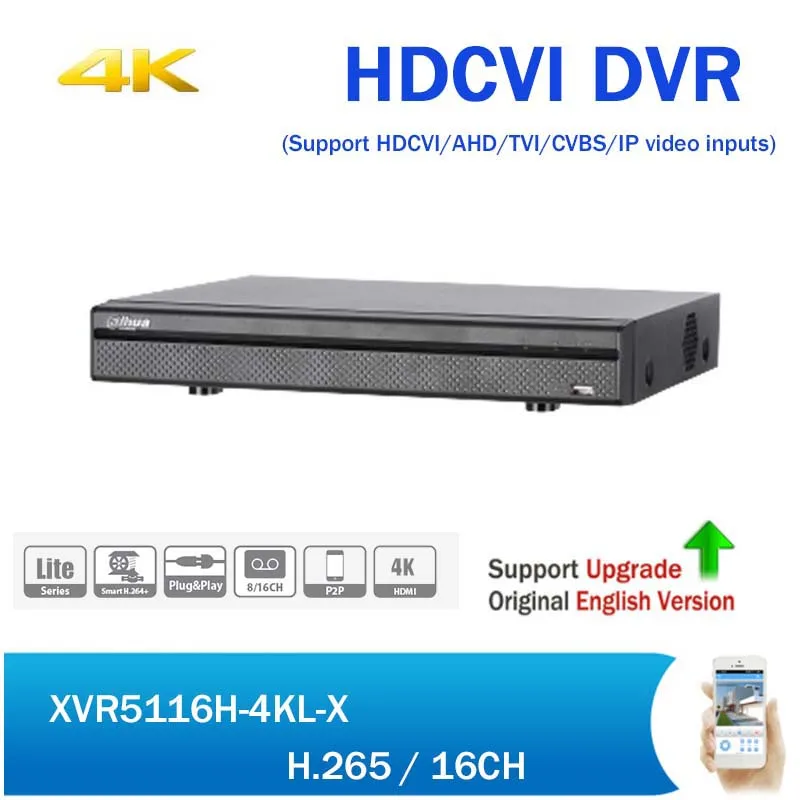 

DH XVR5116H-4KL-X 16 Channel Penta-brid 4K Mini 1U Security CCTV HCVR Digital Video Recorder support Audio 4K CVI Camera