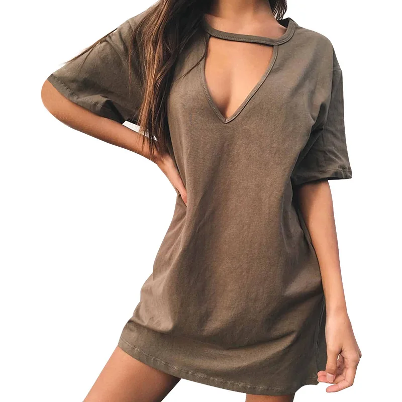 

Women Summer T-Shirt 2018 Casual Loose Short Sleeve TShirts Sexy V-Neck Cotton Tee Shirt Femme Ladies Long Tops Plus Size 2XL