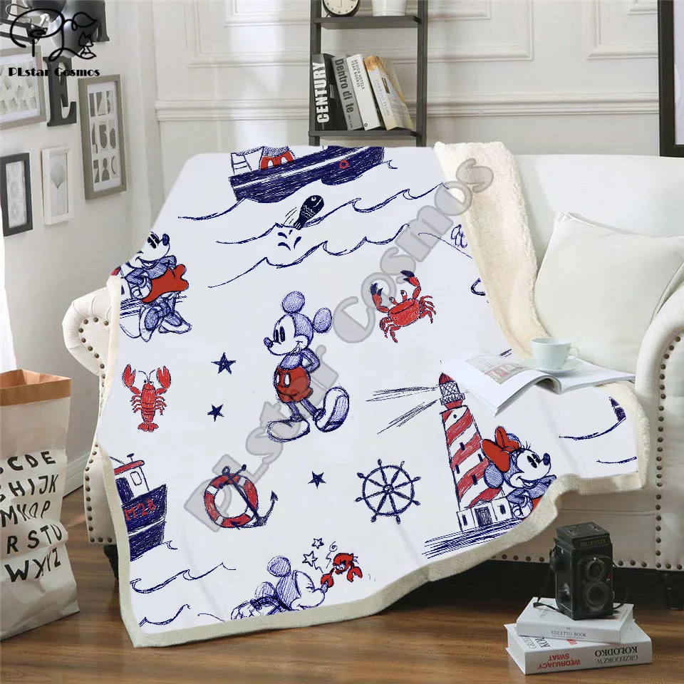 

Plstar Cosmos cute Cartoon Mickey funny character Blanket 3D print Sherpa Blanket on Bed Home Textiles Dreamlike style-4