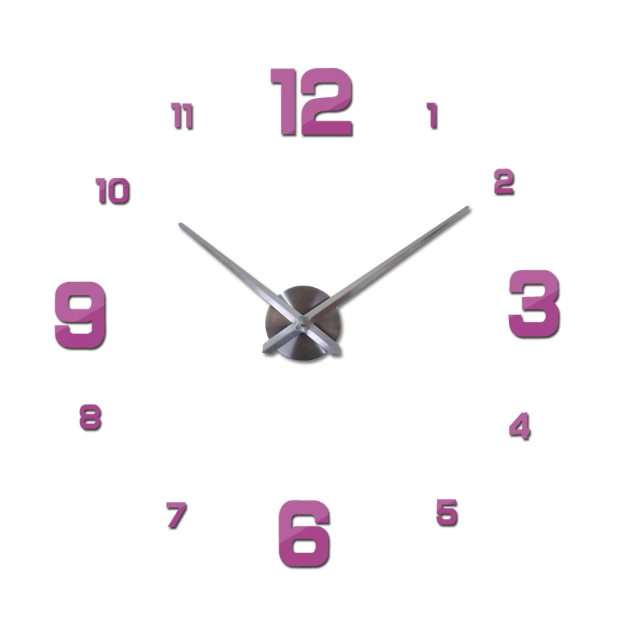 Модные кварцевые домашние декоративные часы ограниченная 3d большое зеркало diy настоящие настенные часы современный дизайн комнаты натюрморт - Цвет: Розовый