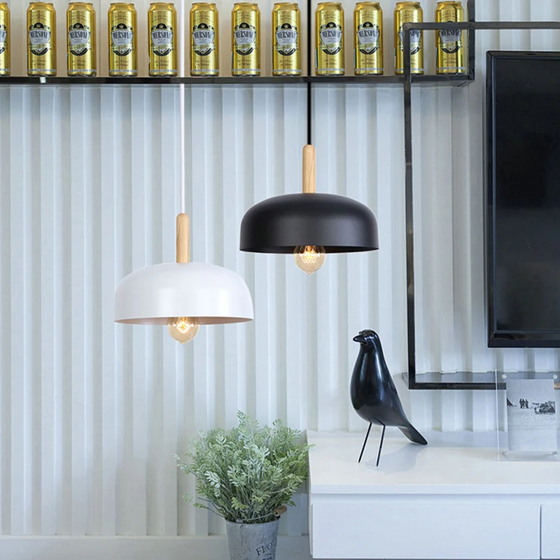 Nordic контракт алюминиевая древесина E27 светодиодный подвесной светильник, ресторан спальня цвет подвесные светильники cafe Домашнее освещение на лофте светильники