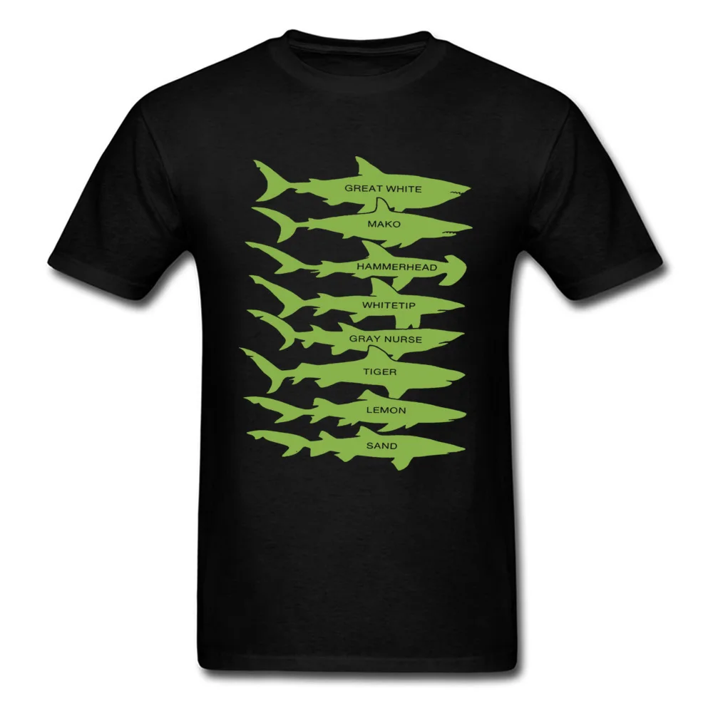 Shark Types Men Company Casual Tops T Shirt Round Collar Autumn 100% Cotton T-Shirt Group Short Sleeve T-shirts Shark Types black