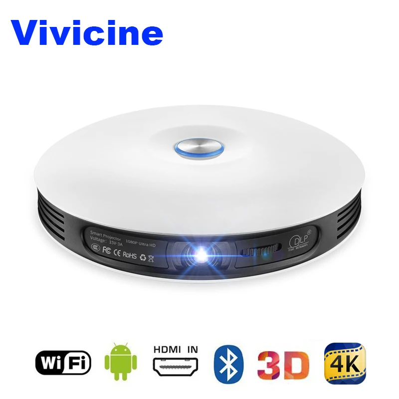 Vivicine Mini Wifi 3D Projector,HDMI USB PC 4K Full HD Home Theater Video Game Projectors 1080p Android Beamer