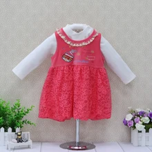 Маленький Q кружевное платье принцессы для маленьких девочек милые длинные рукава; сезон весна; вельветовые комплект одежды бальный наряд детское платье+ белая футболка 2 шт./компл