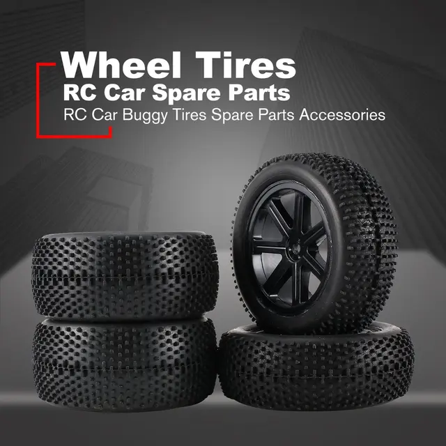 Cheap 2 Pair 85mm Wheel Hub Rim & Rubber Tires For 1:10 Off-Road RC Car Buggy Tires Spare Parts Accessories Component