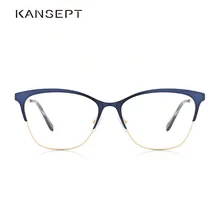 Metal Women Spectacle frame New Design Optical Prescription Glasses Frame Clear lens Blue Color Eyeglasses#3742