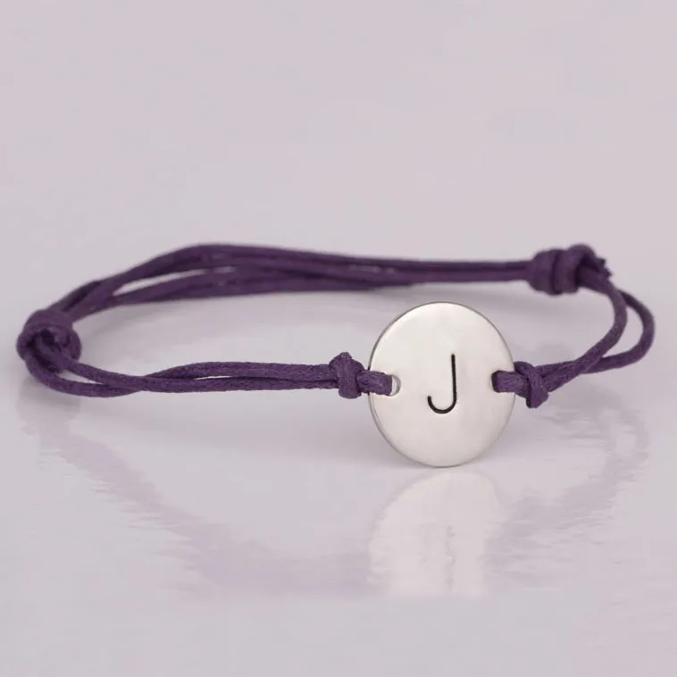 Simple Charm Letter "J" Bracelet Handmade Rope Bangle Bracelet for
