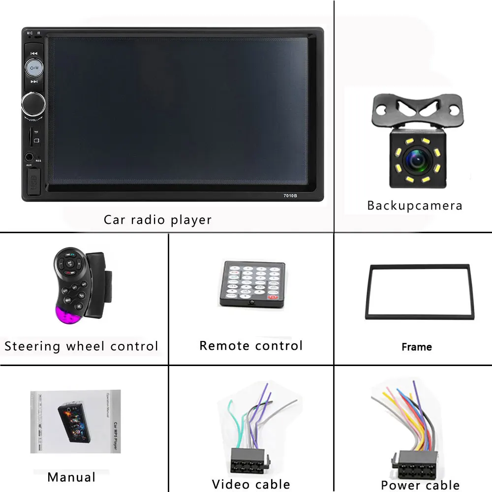 Podofo Авторадио 2 Din " ЖК сенсорный экран Автомагнитола bluetooth Мультимедиа Авто аудио стерео Зеркало Ссылка рулевое колесо управление - Цвет: With 8 IR Camera