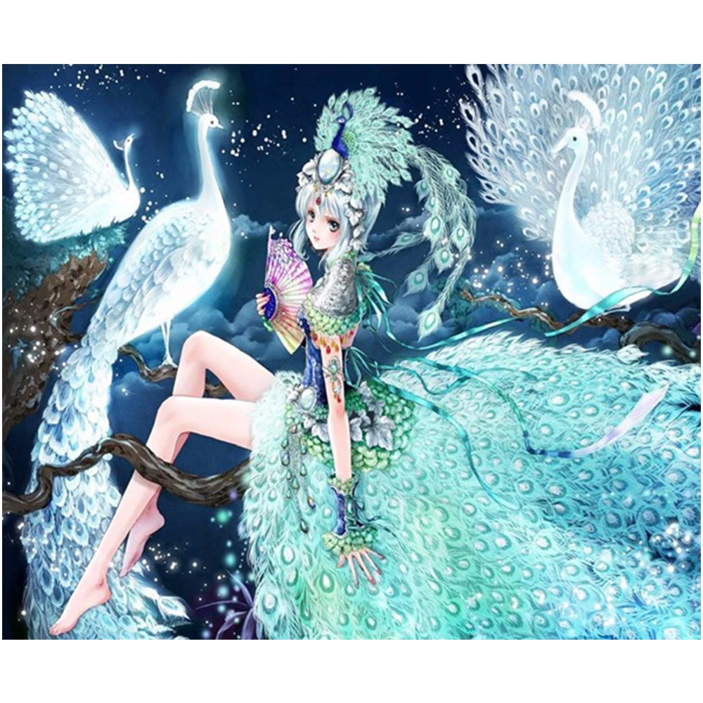 

LI LOYE 5D DIY Diamond Embroidery Peacock Princess Diamond painting Cross Stitch full crystal mosaic decoration painting RT340