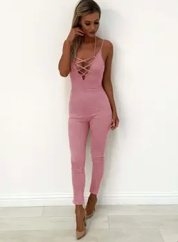 

Jumpsuit Women Ladies Clubwear Summer Lace Up Playsuit Bodycon Party Sleeveless Jumpsuit Romper Long Trousers