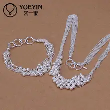 2 шт ожерелье/посеребренный браслет Модный Цветок Любовь Свадебные Ювелирные наборы Горячая Распродажа