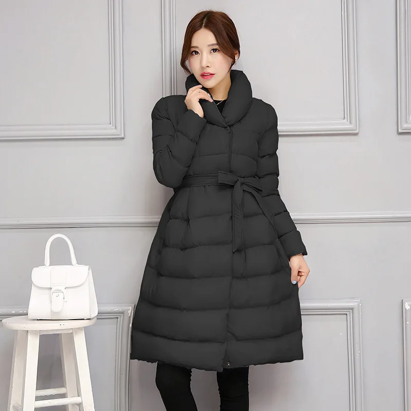 Новая Европейская стильная модная зимняя куртка женская Свободная средней длины осень-зима большие размеры парки Женская куртка Горячая Femme Mujer MZ933 - Цвет: Черный