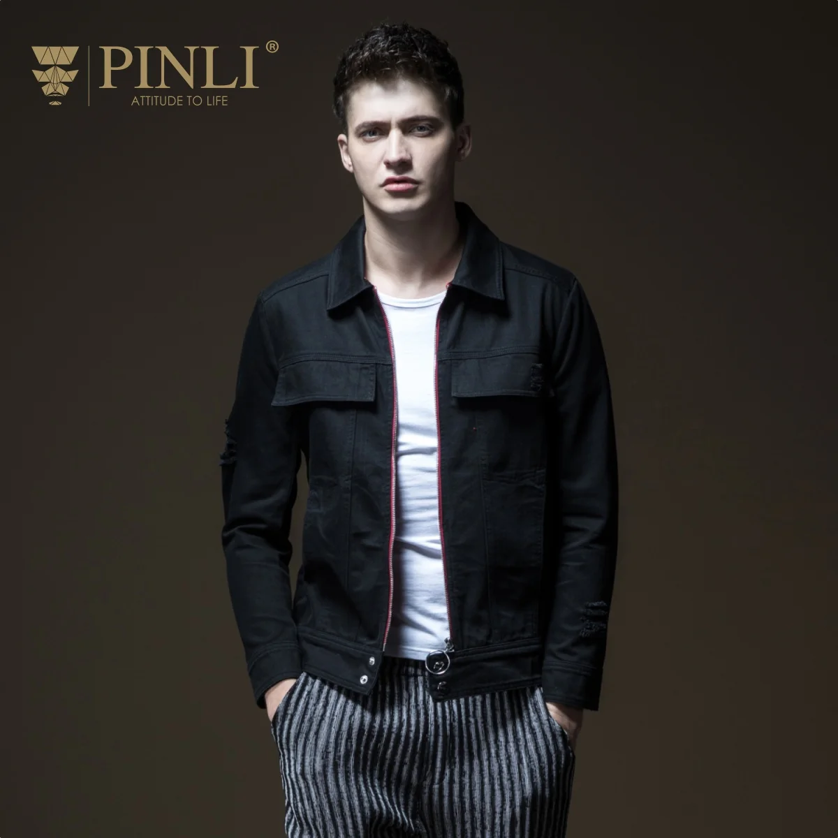 

Militar Leather Jacket Pinli Product Made Men's Pure Color Of New Fund Of 2018 Autumn Hole With A Jean Jacket Coat B183204150