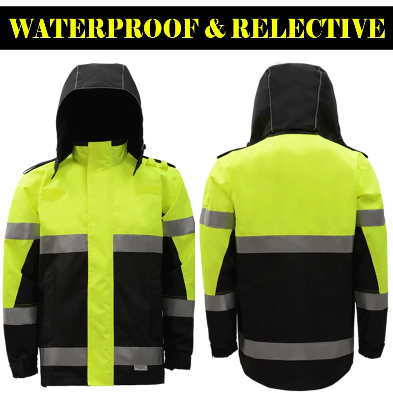 

SFVEST HI VIZ VIS STANDARD PARKA WATERPROOF WORKWEAR COAT REFLECTIVE SECURITY PROTECTION JACKET FREE POST