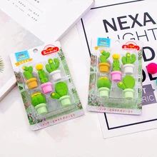 5Pcs/Set Cute Cactus Pencil Erasers for Office School Creative Stationery Supplies Kawaii Kids Writing Rubber Student Gift