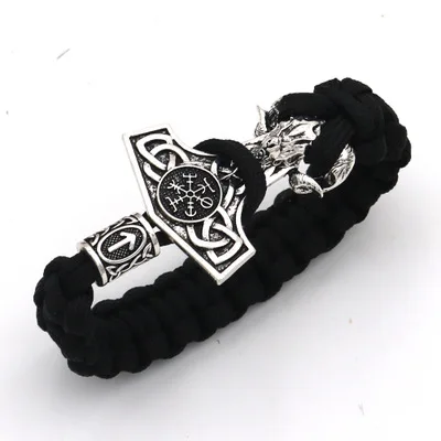 27 Thor hammer Nodic Vikings кулон с рунами ожерелье mjolnir Viking Valknut Амулет браслет "овца" мужские ювелирные браслеты - Окраска металла: 27