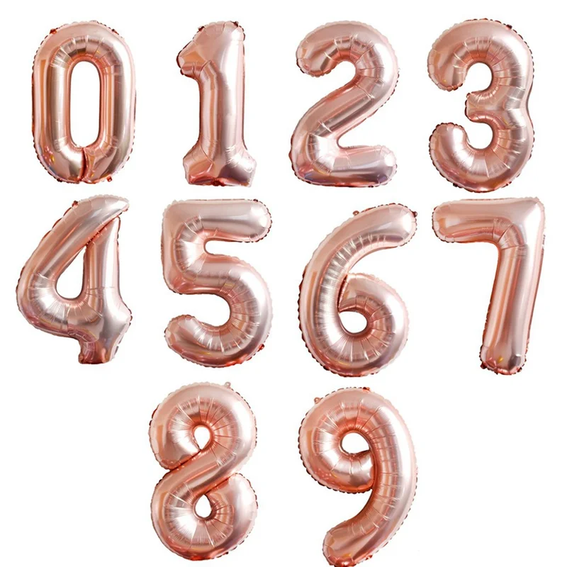 

1 Pcs 16" Macaroon Number Balloons Baby Pink Rose Gold Silver Blue Digit Globos Wedding Birthday Party Baby Shower Decoration