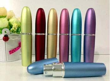 

Free Shipping 10pcs/lot 6ml Round Head Candy Color Perfume Bottles In Refillable Taveler Metal Atomizer Parfum Bottle For Pocket