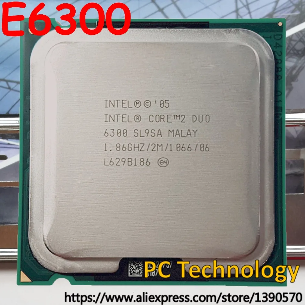 Оригинальный процессор Intel core 2 duo E6300 для настольного компьютера 1 86 ГГц/2 Мб/1066 МГц
