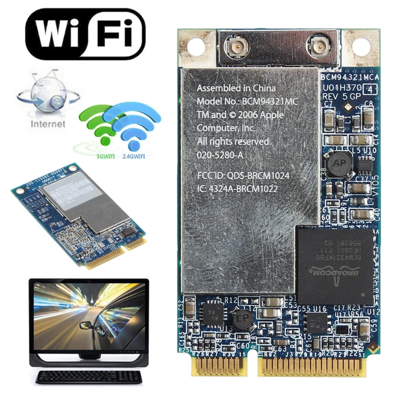 2 4G + 5G 270M Wifi Беспроводная мини PCI E карта для Apple Macbook BCM94321MC 661 3874|Сетевые карты| |