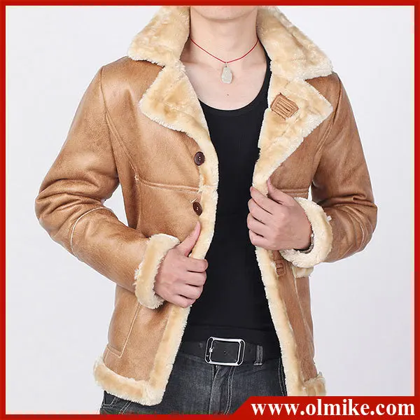 New Mens 2014 Winter Faux Shearling SHEEPSKIN Suede