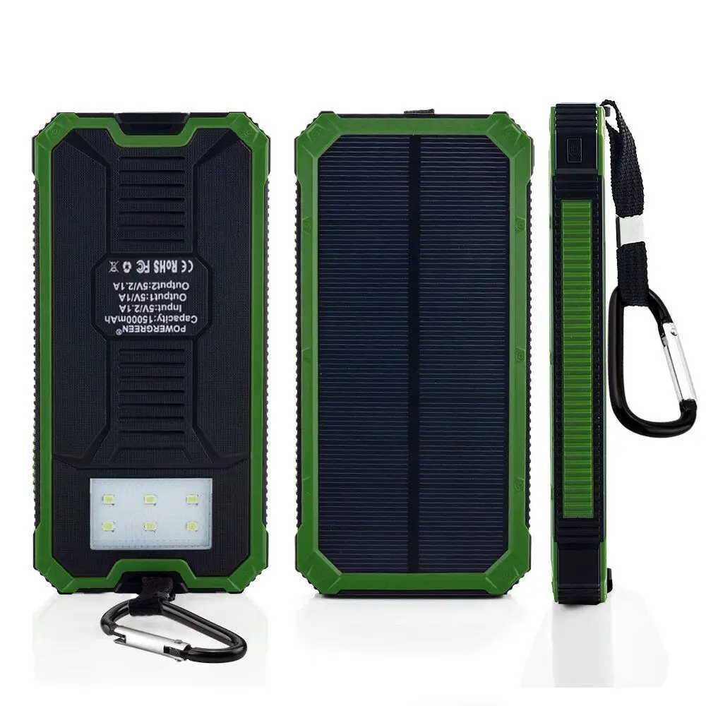 PowerGreen Flexible Solar USB Charger 15000mAh Mini Solar Power Bank