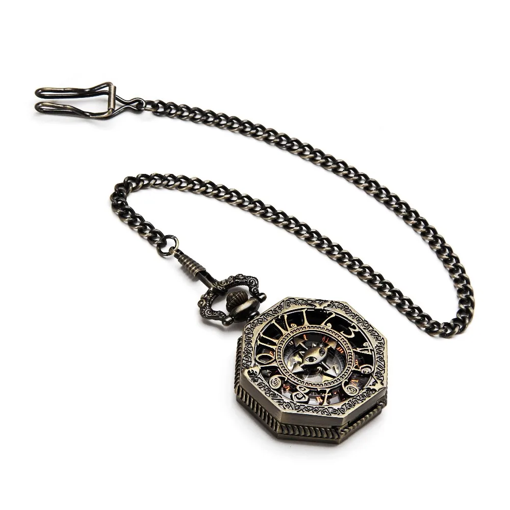 YOOX Lucky летучие мыши кулон шестиугольник Часы с костями стимпанк Винтаж Механические карманные часы w/цепи 8 Стиль для выбора