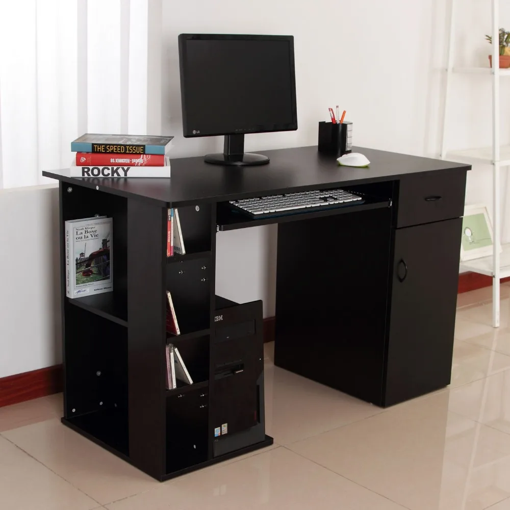 Office Computer Desk Table W Storage Printer Shelf Keyboard Tray
