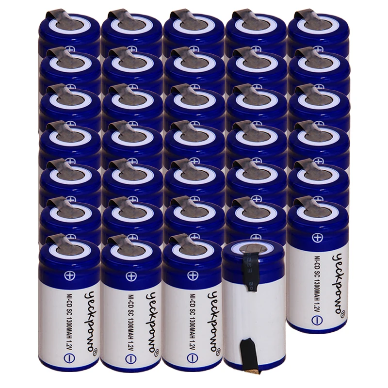 

yeckpowo 34 pieces SC battery 1,2v batteries nicd rechargeable for power tools 1300mAh for drill screwdriver real capacity