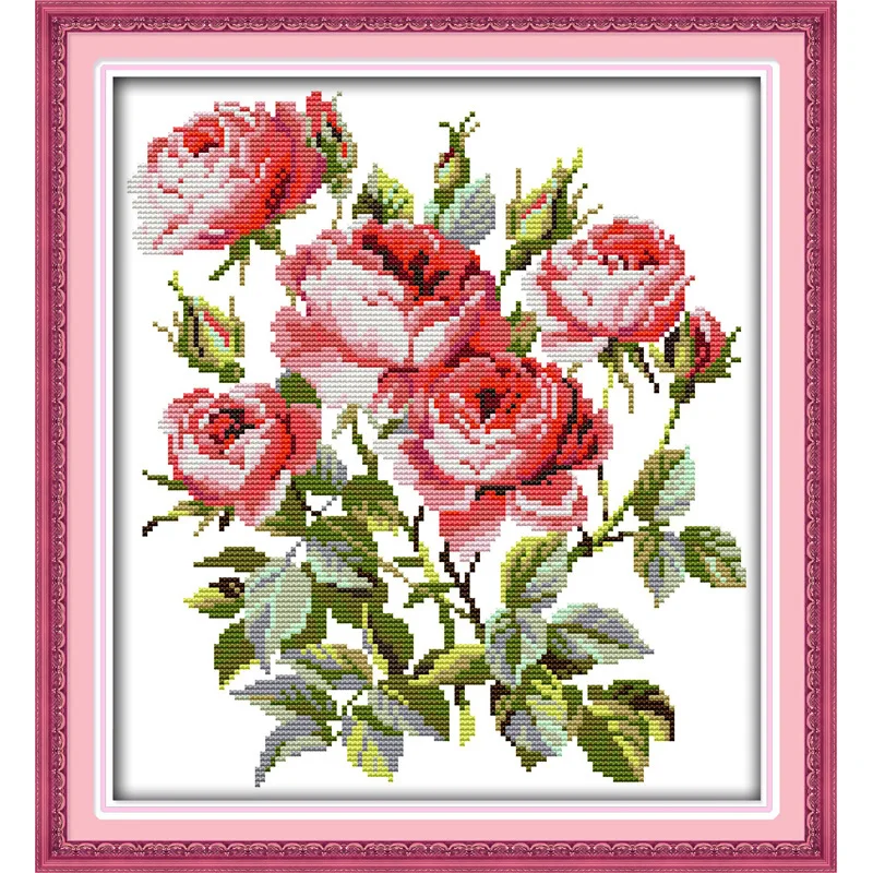 Вечная любовь Цветущие розы китайские наборы для вышивки крестом экологический хлопок прозрачный Печатный DIY подарок Рождественское украшение