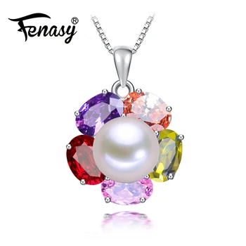 

FENASY 2017 New Arrival White Pink Purple Real Freshwater Pearl ruby-jewelry Pendants For Women High 925 Sterling Silver Pendant