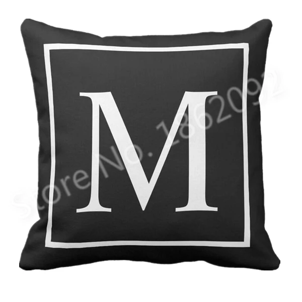 

Black Personalised Initials Cushion Cover Custom Monogram Throw Pillow Case Personalized Intial Gifts Anniversary Gifts Decor 18