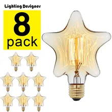 8 шт./упак. лампочка Эдисона Винтаж лампа накаливания 40 Вт 220/240 В E27 декоративные лампочки Star белки теплая белый