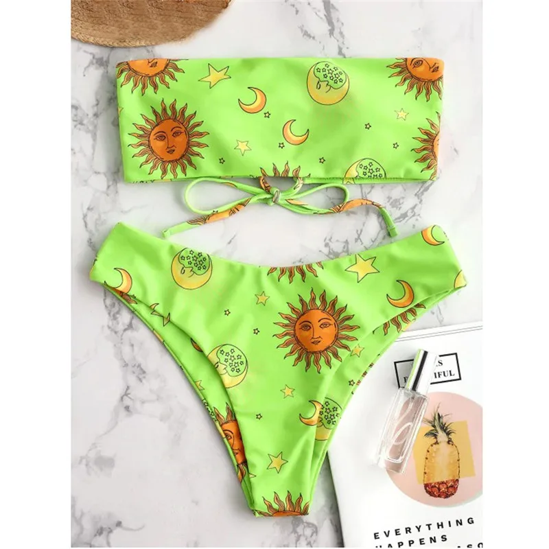

2019 starry sky print Swimsuit bandeau Bikinis set Swimsuit Women bathing costume Separate swimsuit Sexy ladies swimwear tanga