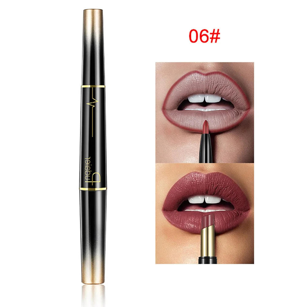 Hot Double Ended Lip Liner Matte Lipstick Pencil Waterproof Long Lasting Lips Makeup Tool SJ66 - Цвет: 6