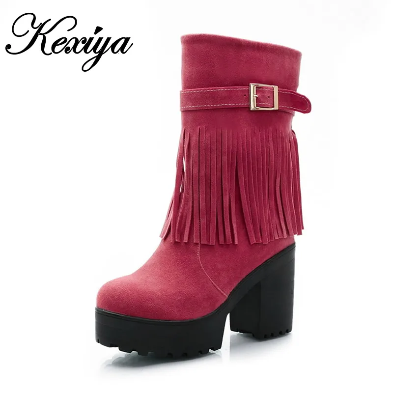 2015 New Fashion Round Toe winter women shoes Retro Platform high heel