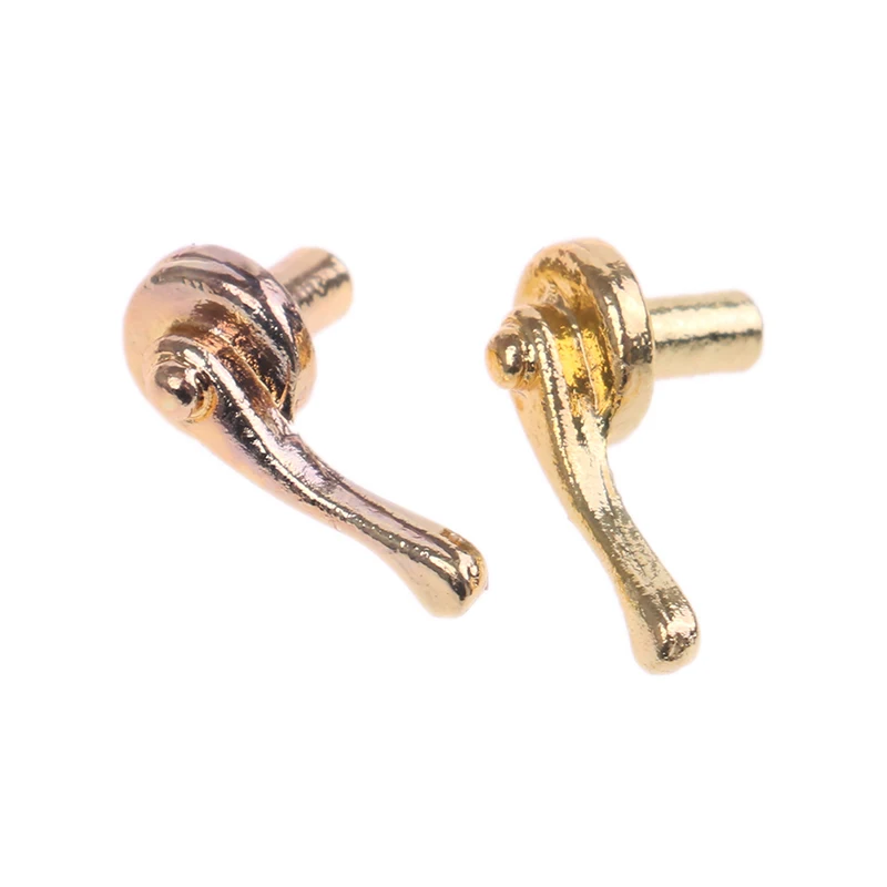 2Pcs Dollhouse Miniatures Alloy Door Pull Handles Locks For 1/12 Dolls House Accs for Children Kids DIY Mini Toy Gold | Игрушки и хобби